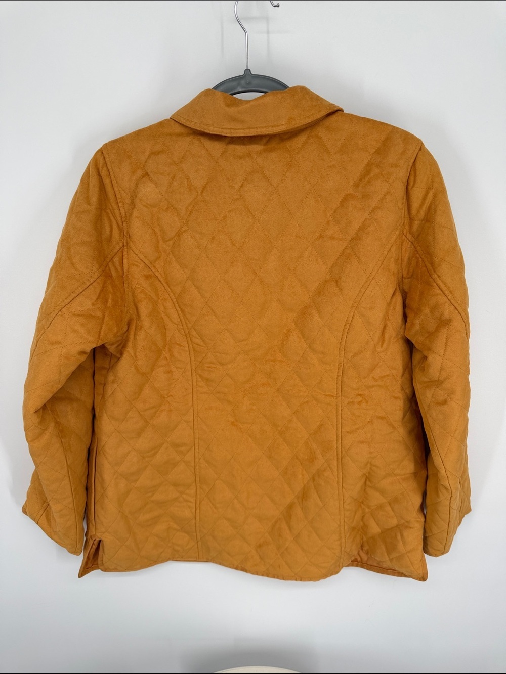 Denim&Co Heritage Quilted Faux Suede Barn Jacket NWT Size Medium Fall Gold - Picture 5 of 8